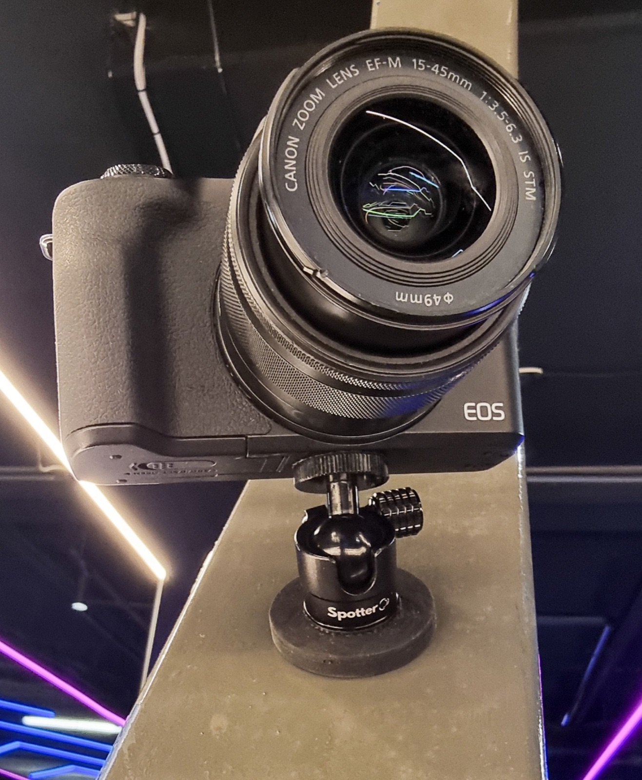 Camera secured by the Spotter mount